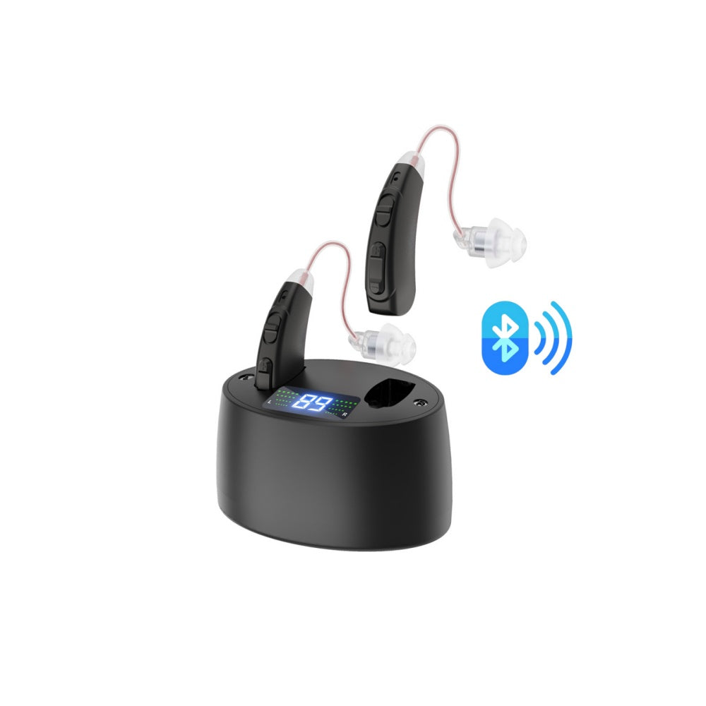 Fisdemo B Bluetooth Hearing Aids for Seniors Adults to Enjoy Hand-free Phone Calls with More Than 30 Hours Longtime Use-Pair